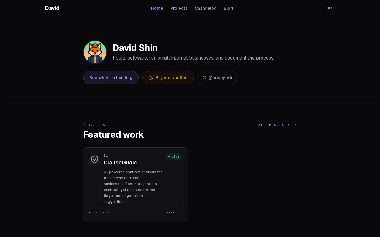 David Shin — preview screenshot