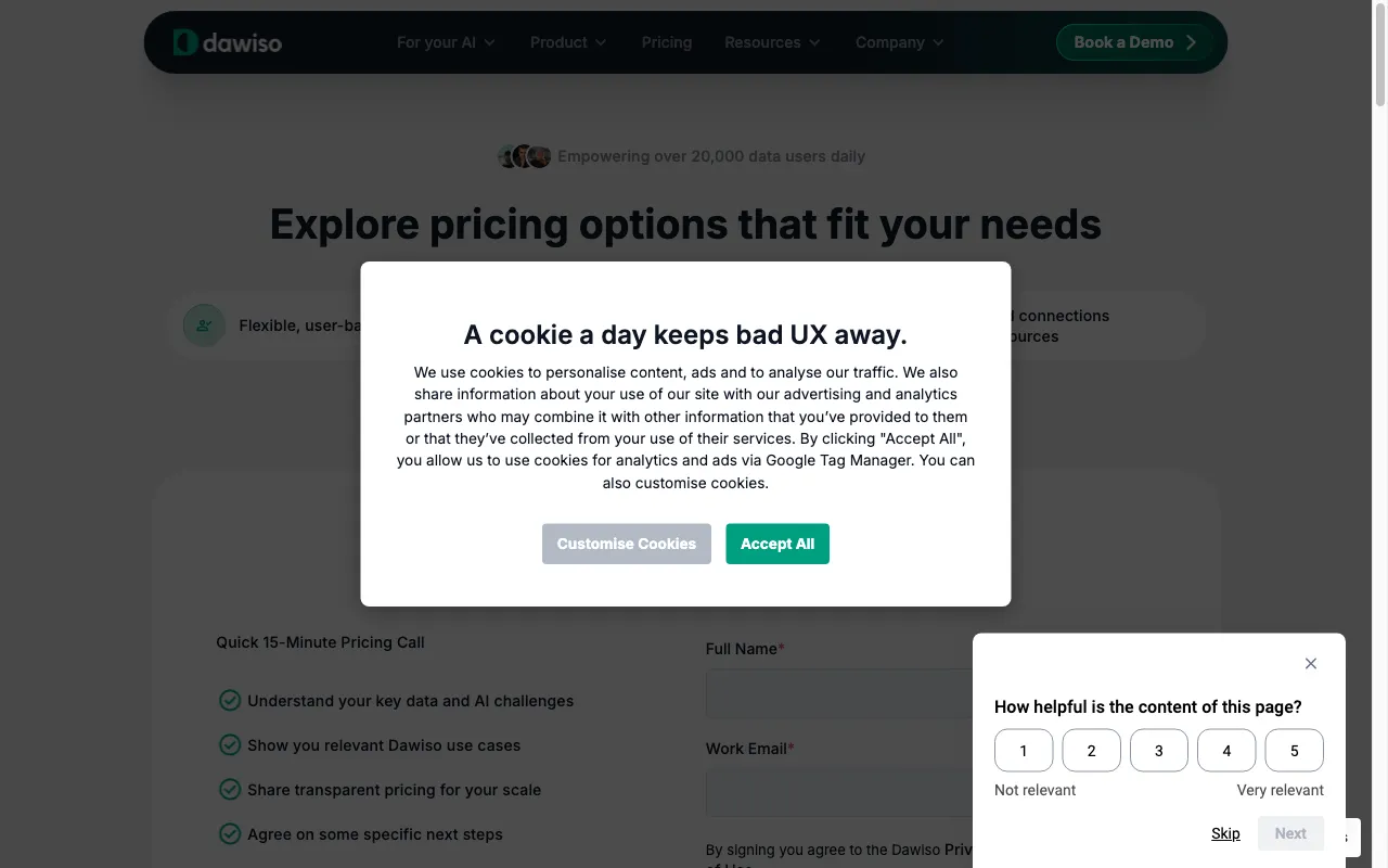 Dawiso — pricing page