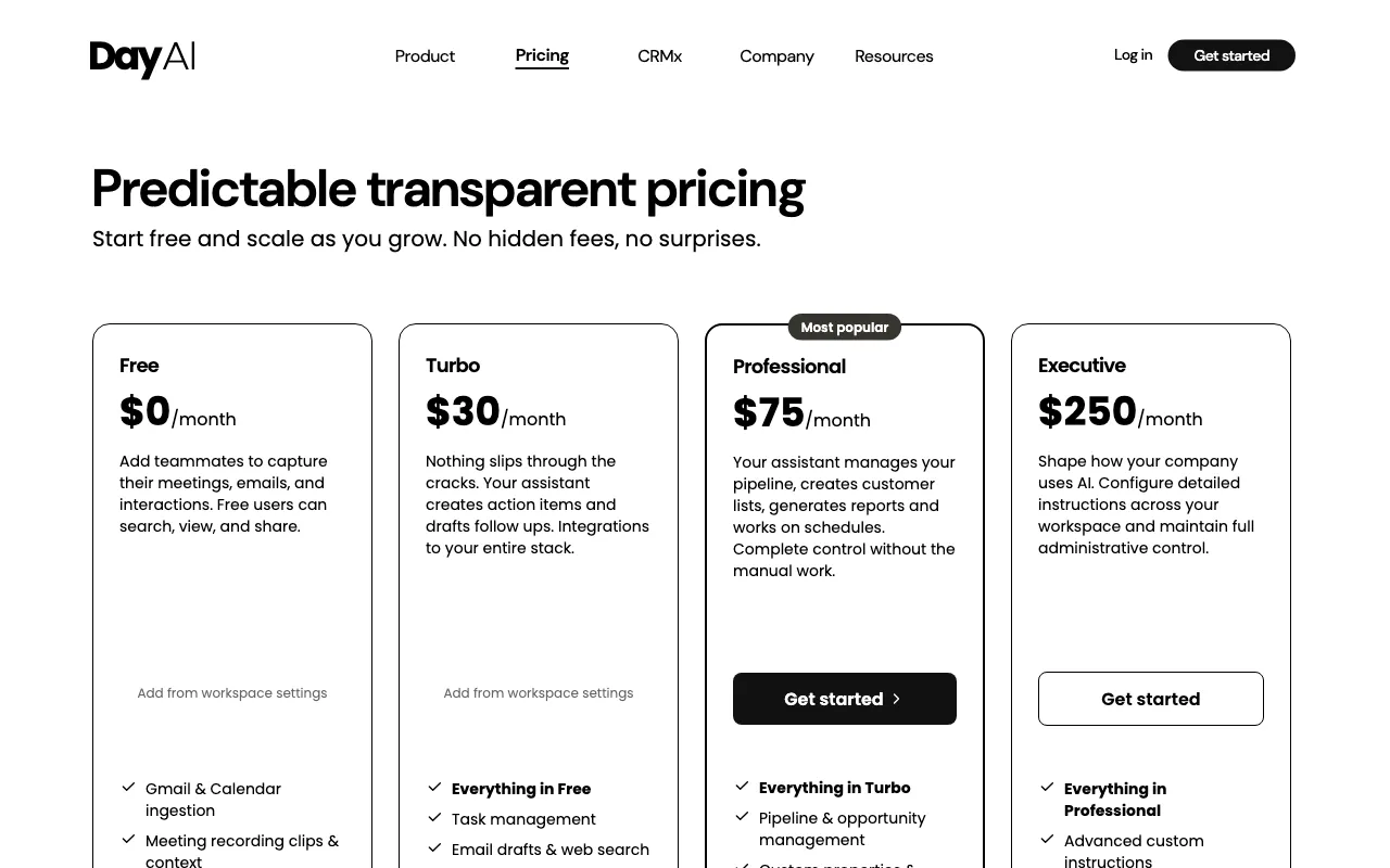 Day.ai — pricing page