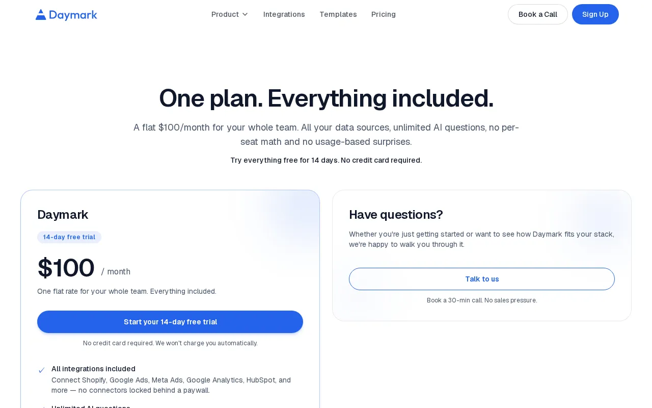 Daymark — pricing page