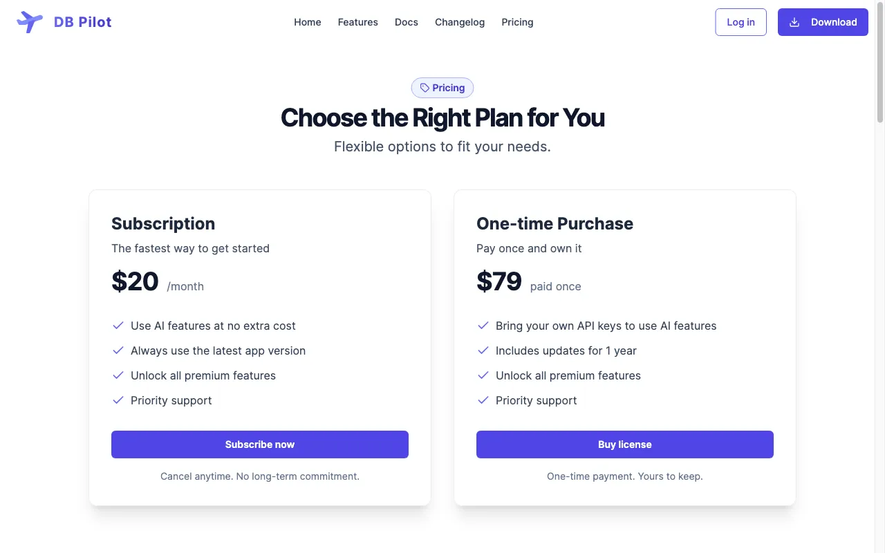 DB Pilot — pricing page