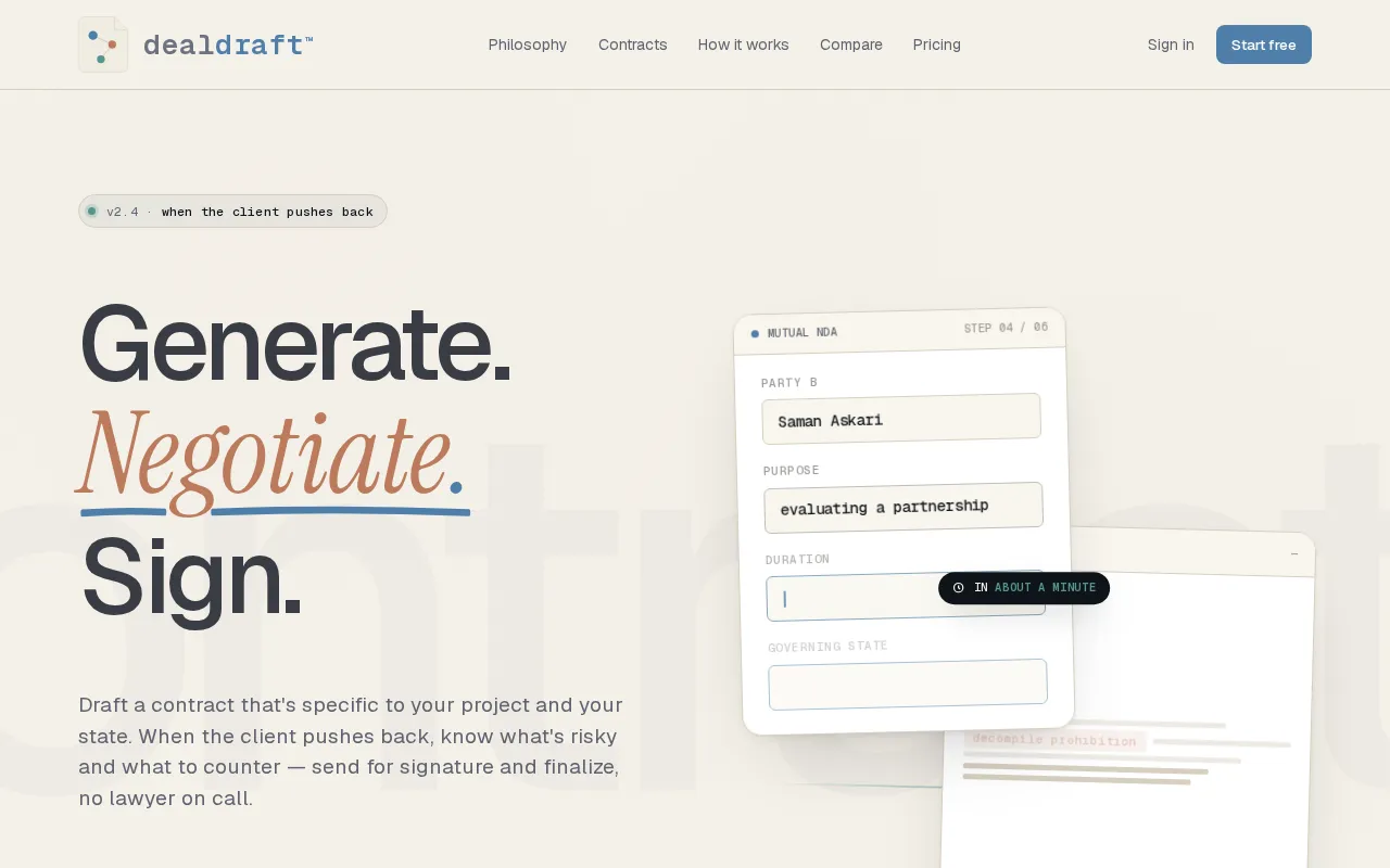 DealDraft AI — preview screenshot