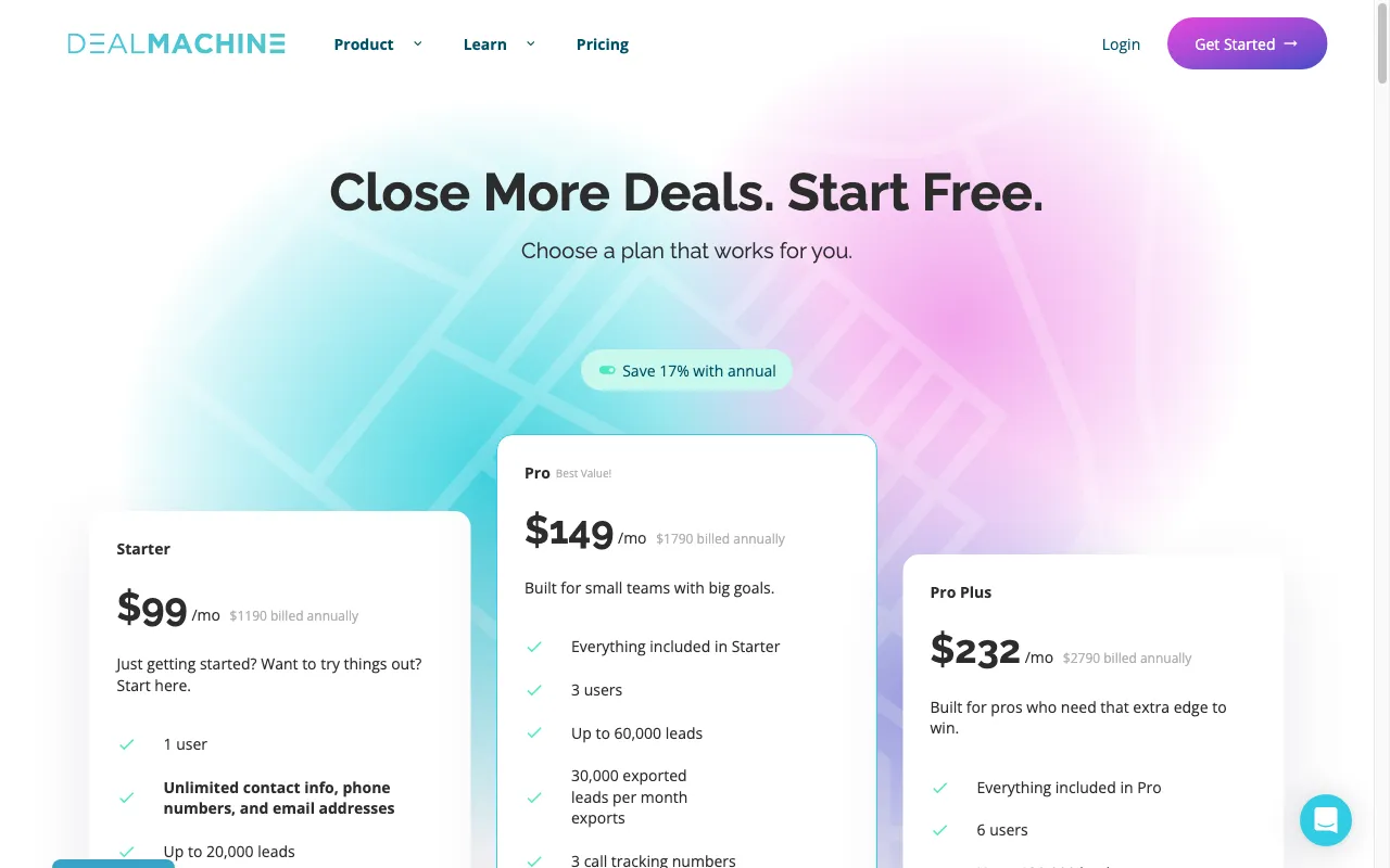 DealMachine — pricing page