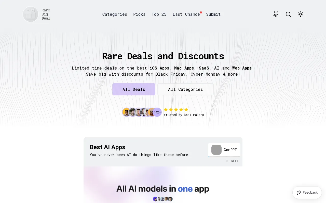 Deals and Discounts on Apps, AI, Mac, iOS, SaaS & Web. RBD 2026 edition! — preview screenshot