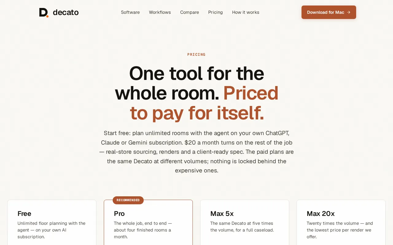 Decato — pricing page