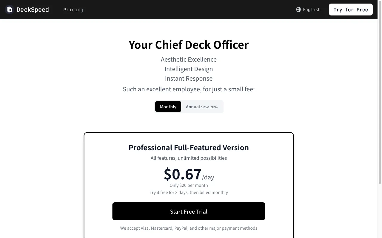 DeckSpeed — pricing page