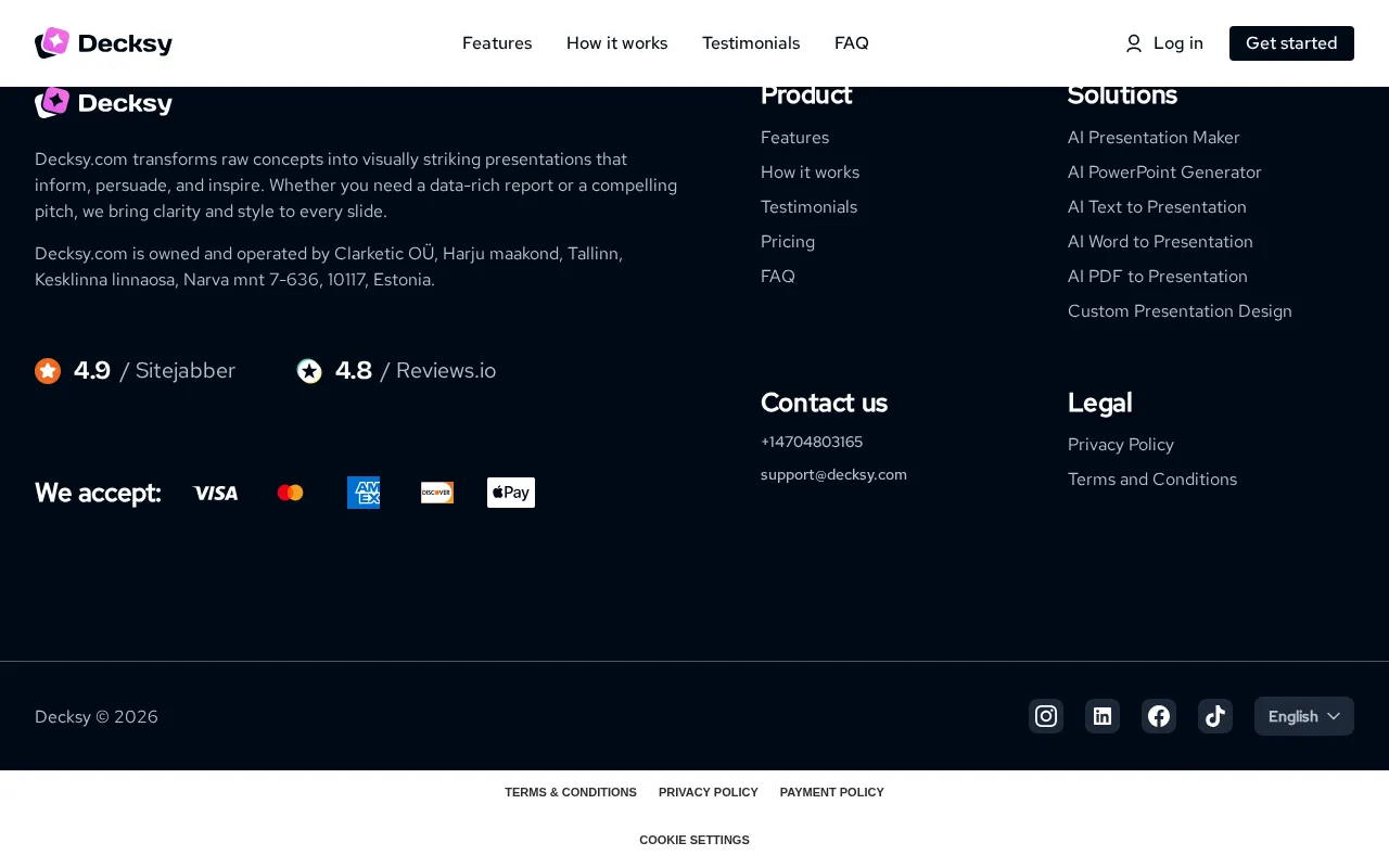 Decksy — pricing page