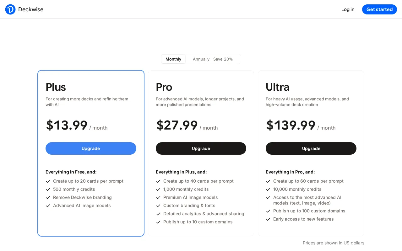 Deckwise — pricing page