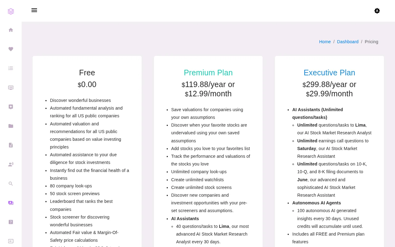 Decode Investing — pricing page