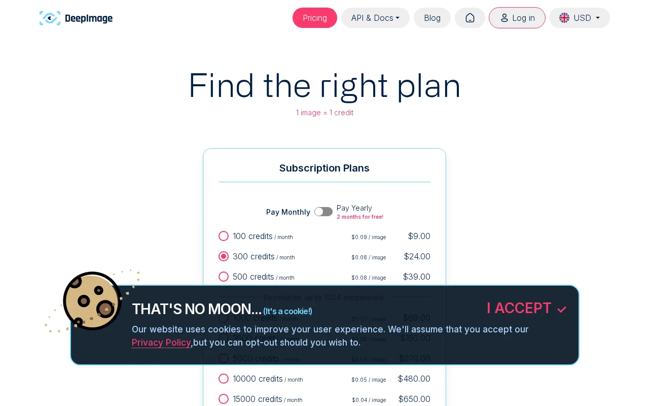 Deep-Image.ai — pricing page
