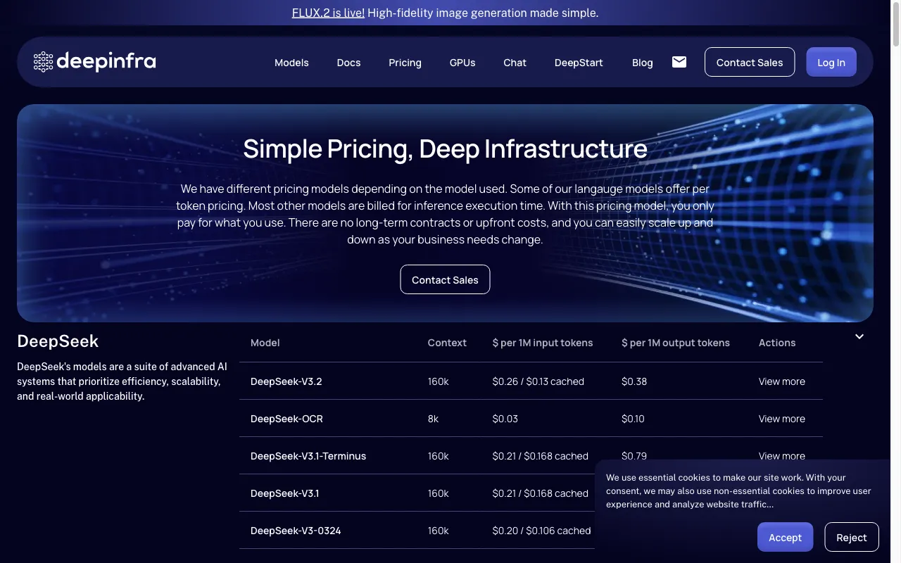 Deep Infra — pricing page