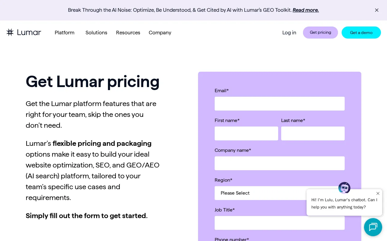 Lumar — pricing page
