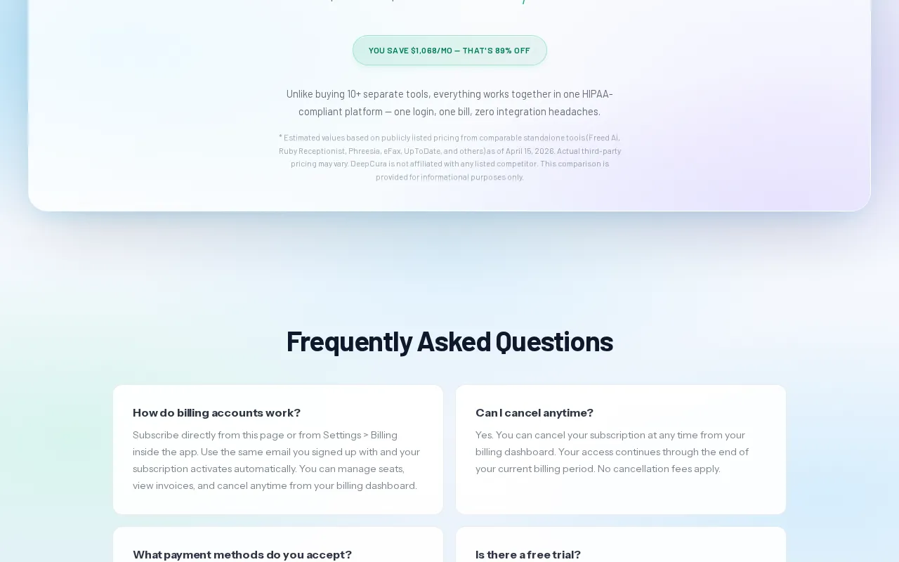 Deepcura — pricing page