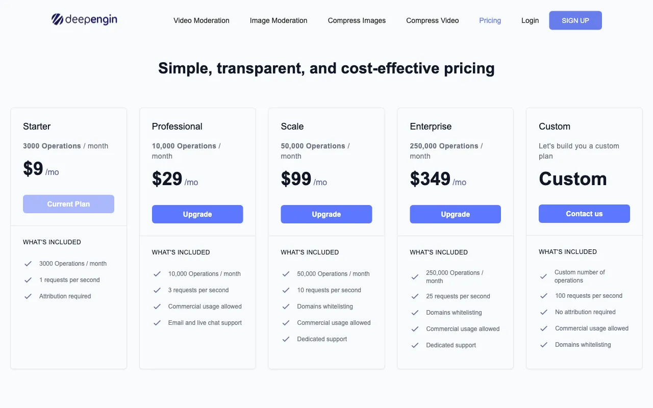 Deepengin — pricing page