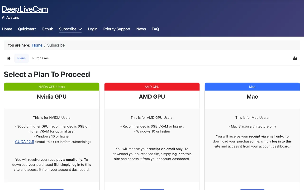 DeepLiveCam — pricing page