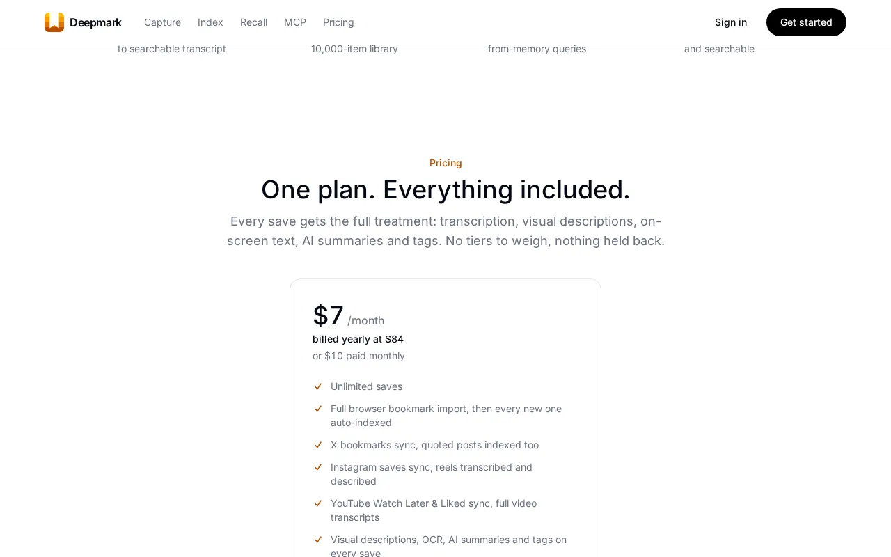 Deepmark — pricing page