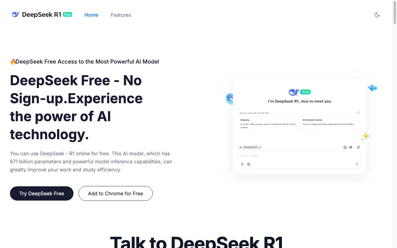 DeepSeek R1 Free — preview screenshot