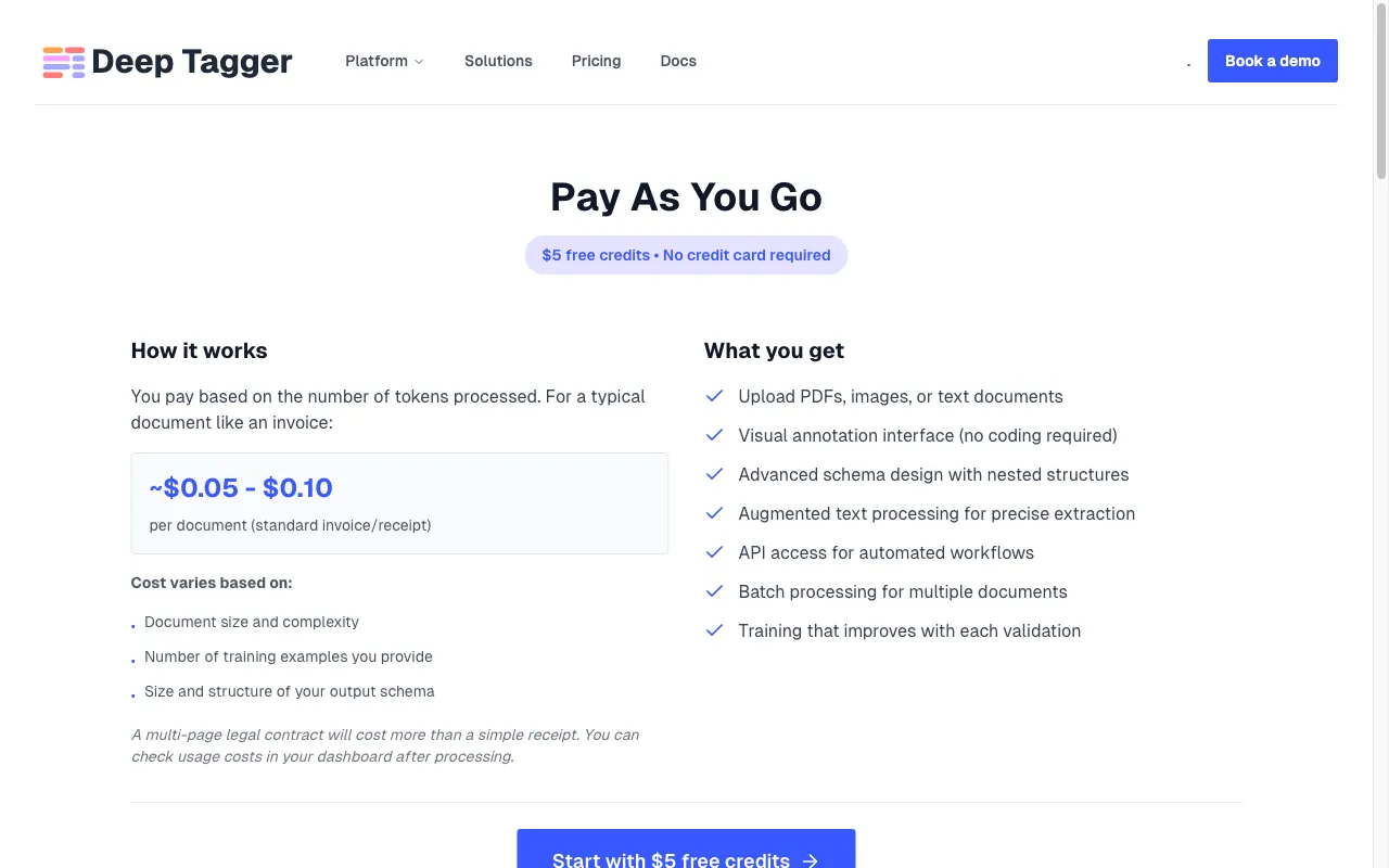 DeepTagger — pricing page