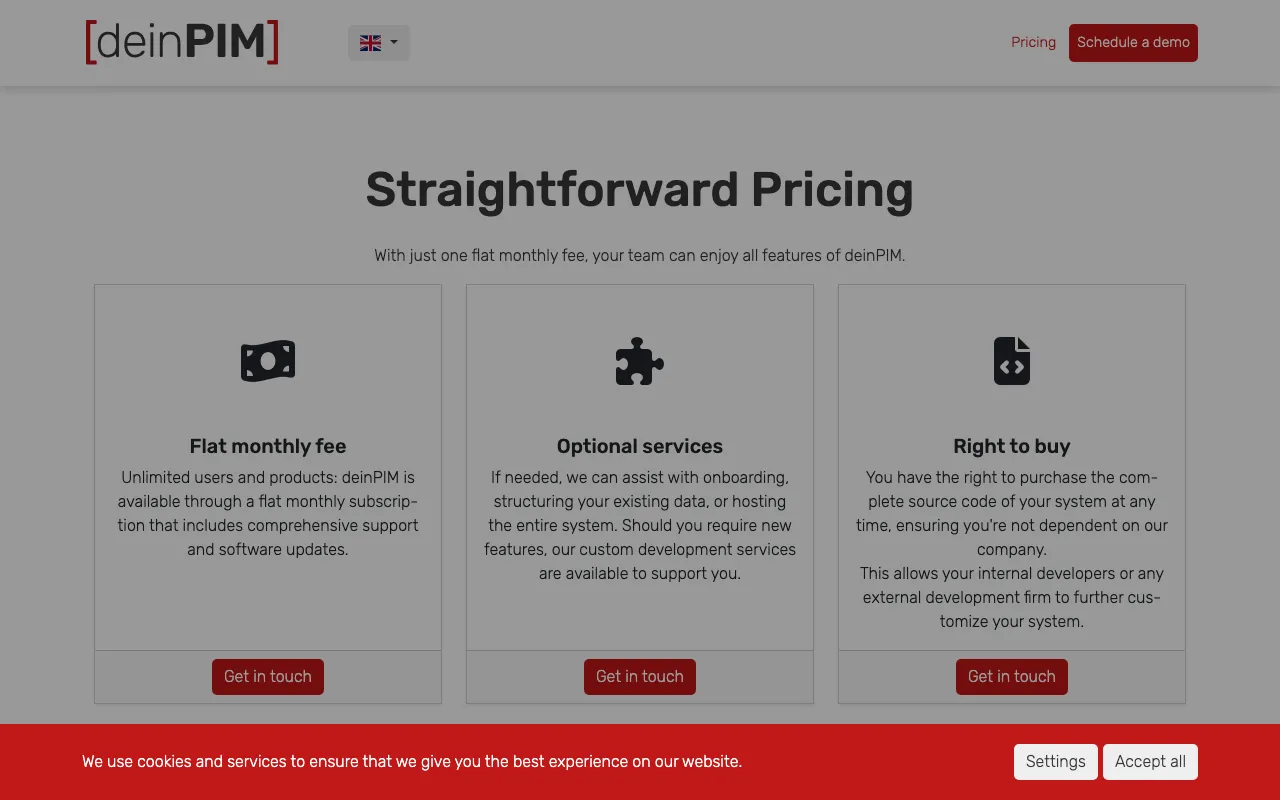 deinPIM — pricing page