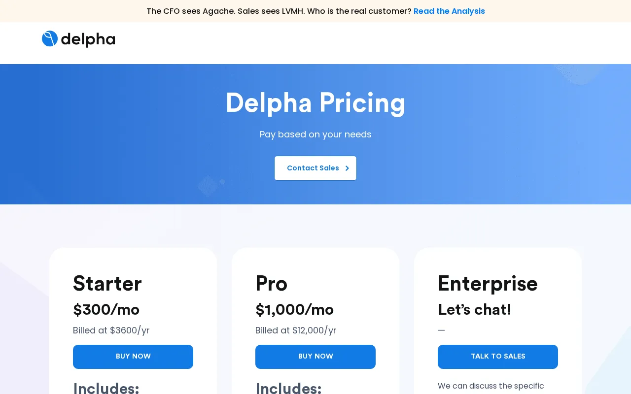 Delpha — pricing page