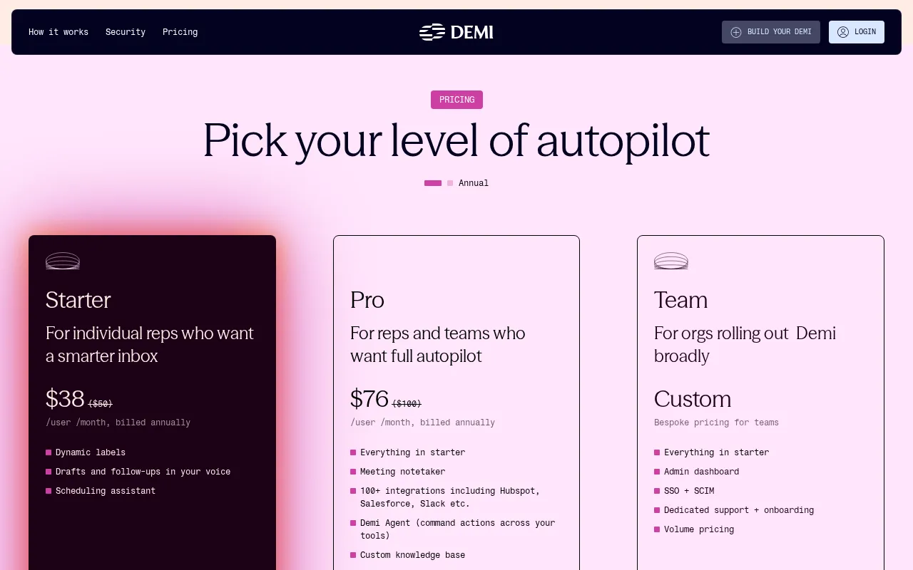 Demi AI — pricing page
