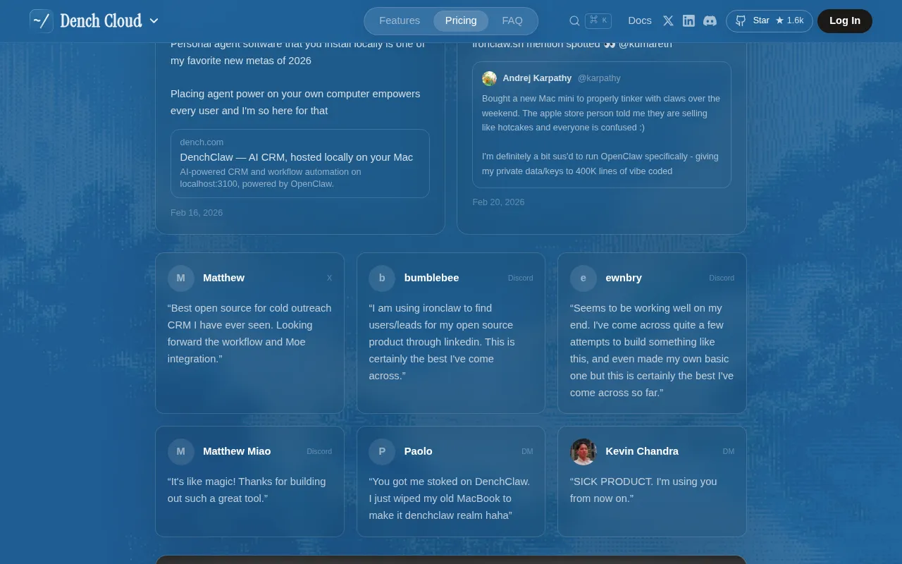 DenchClaw — pricing page