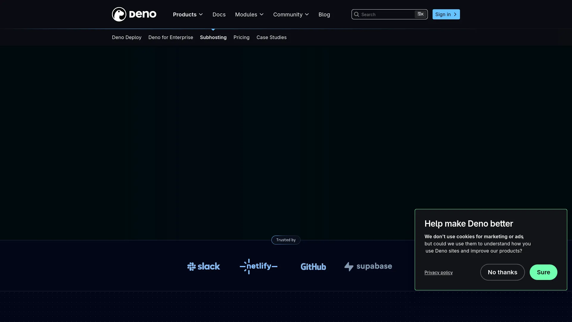 Deno Subhosting — preview screenshot