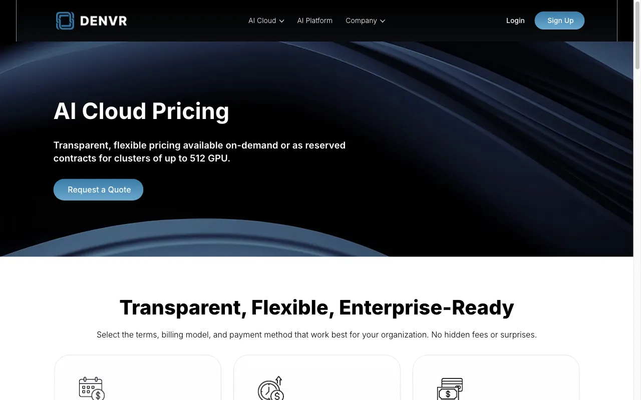 Denvr AI Cloud — pricing page