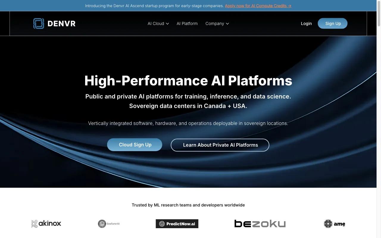 Denvr AI Cloud — preview screenshot