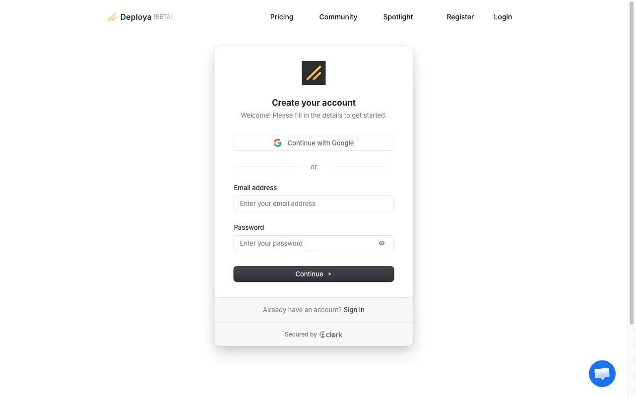 Deploya — preview screenshot