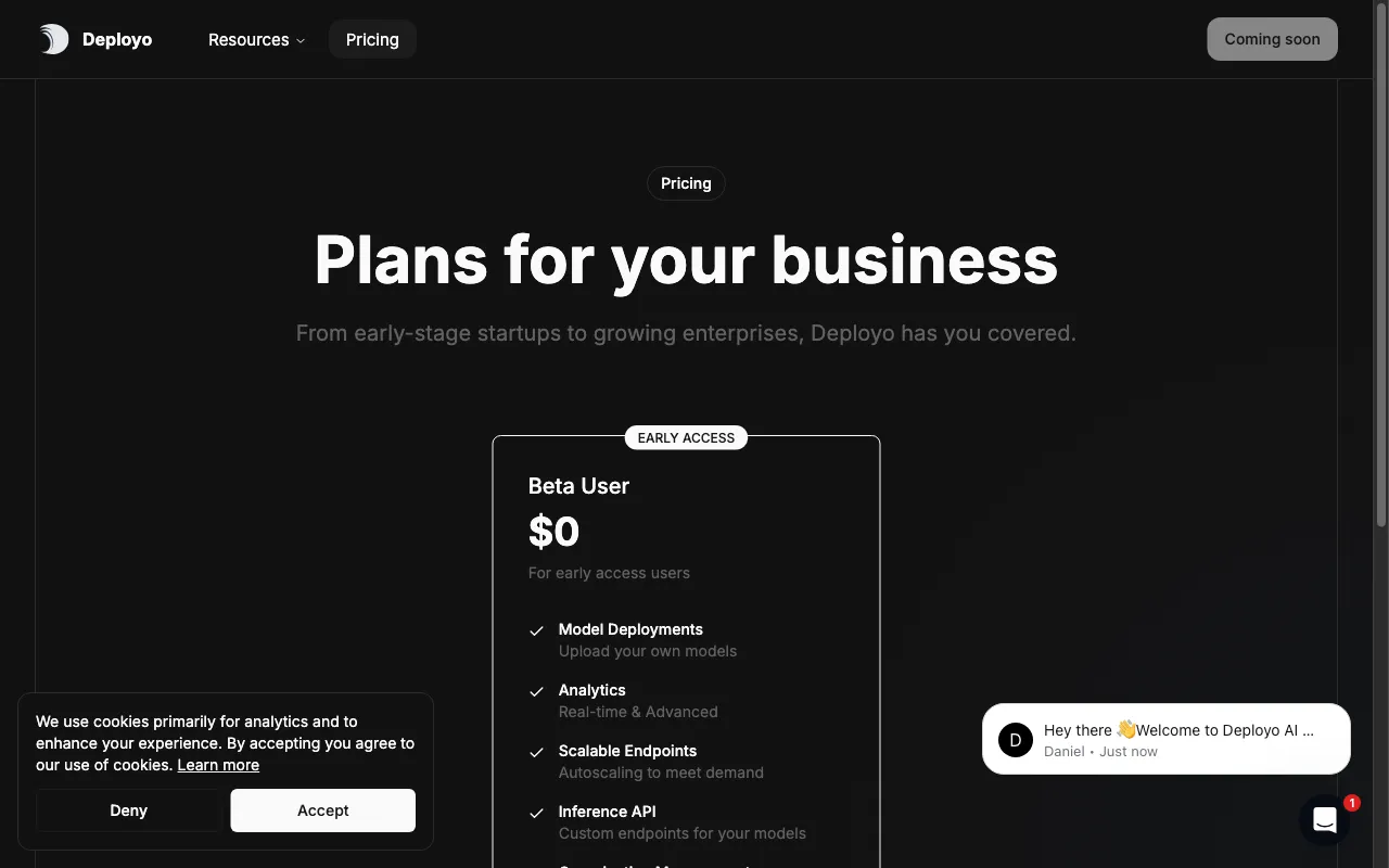 Deployo.ai — pricing page