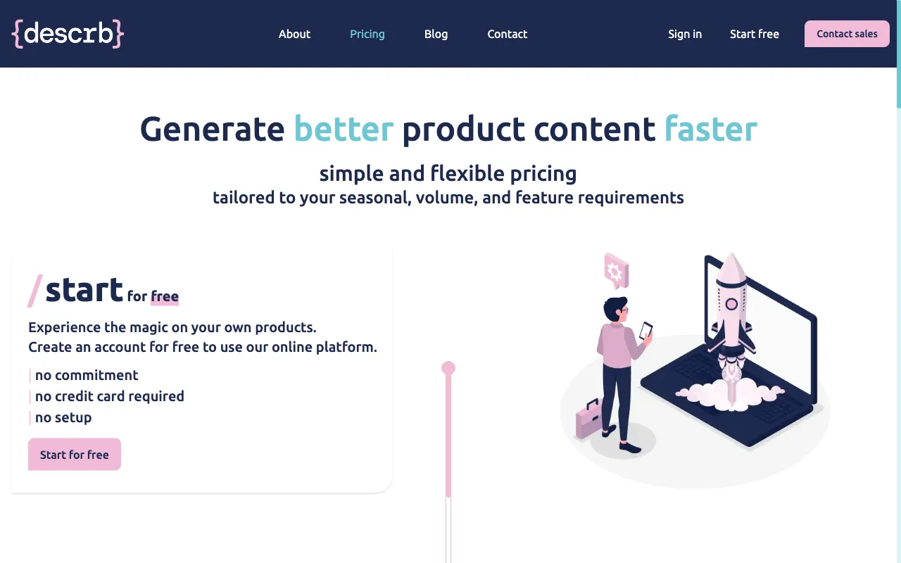 {descrb} — pricing page
