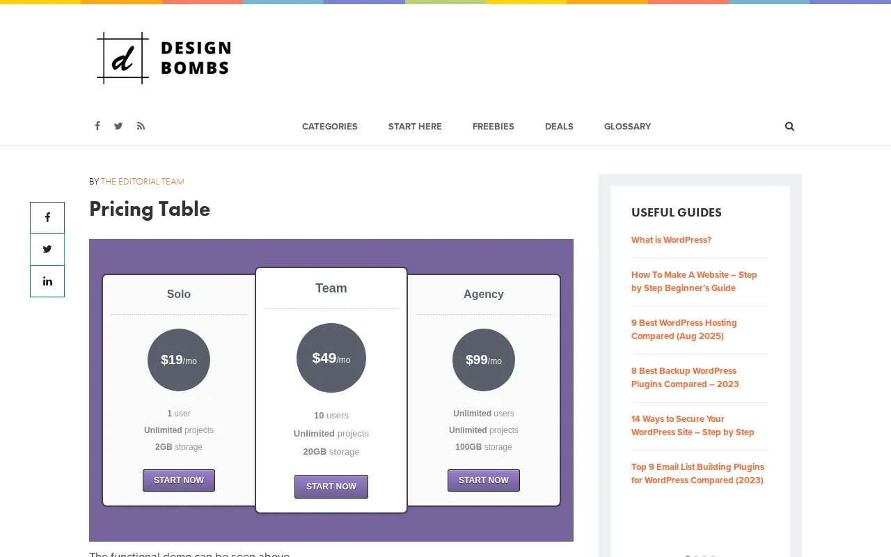 Design Bombs — pricing page
