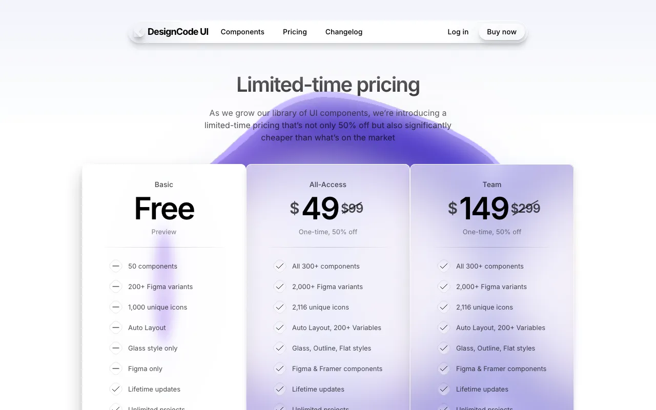 DesignCode UI — pricing page
