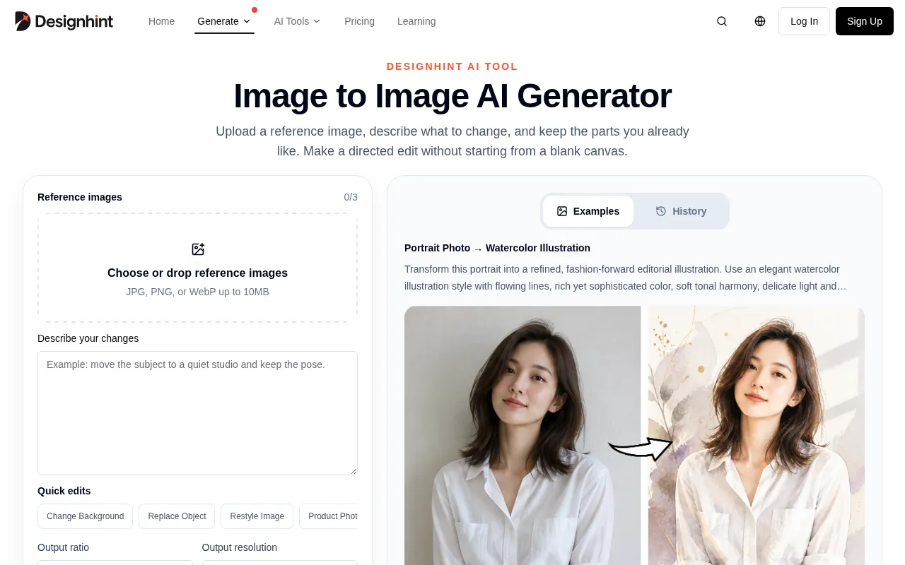 Designhint Image to Image AI — preview screenshot