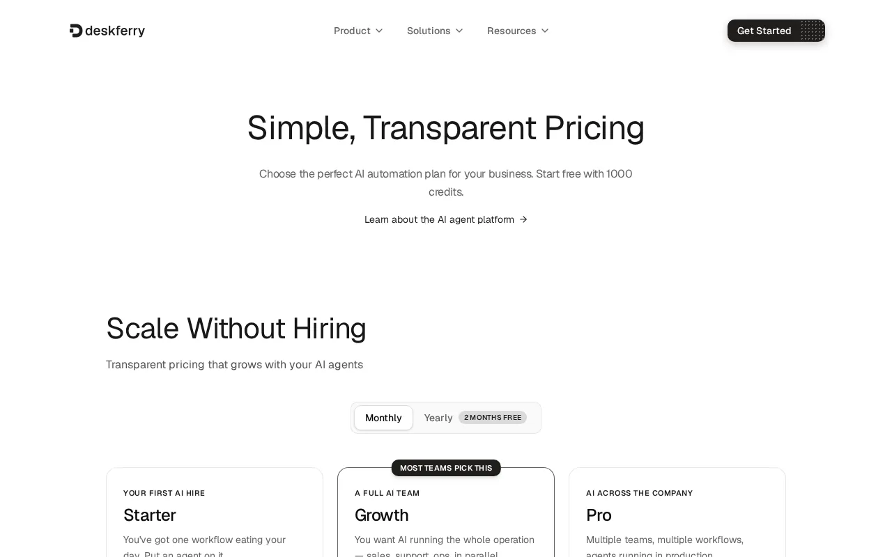 DeskFerry — pricing page