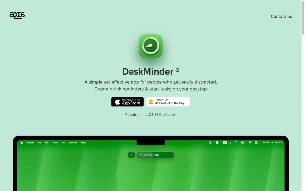 DeskMinder² — preview screenshot