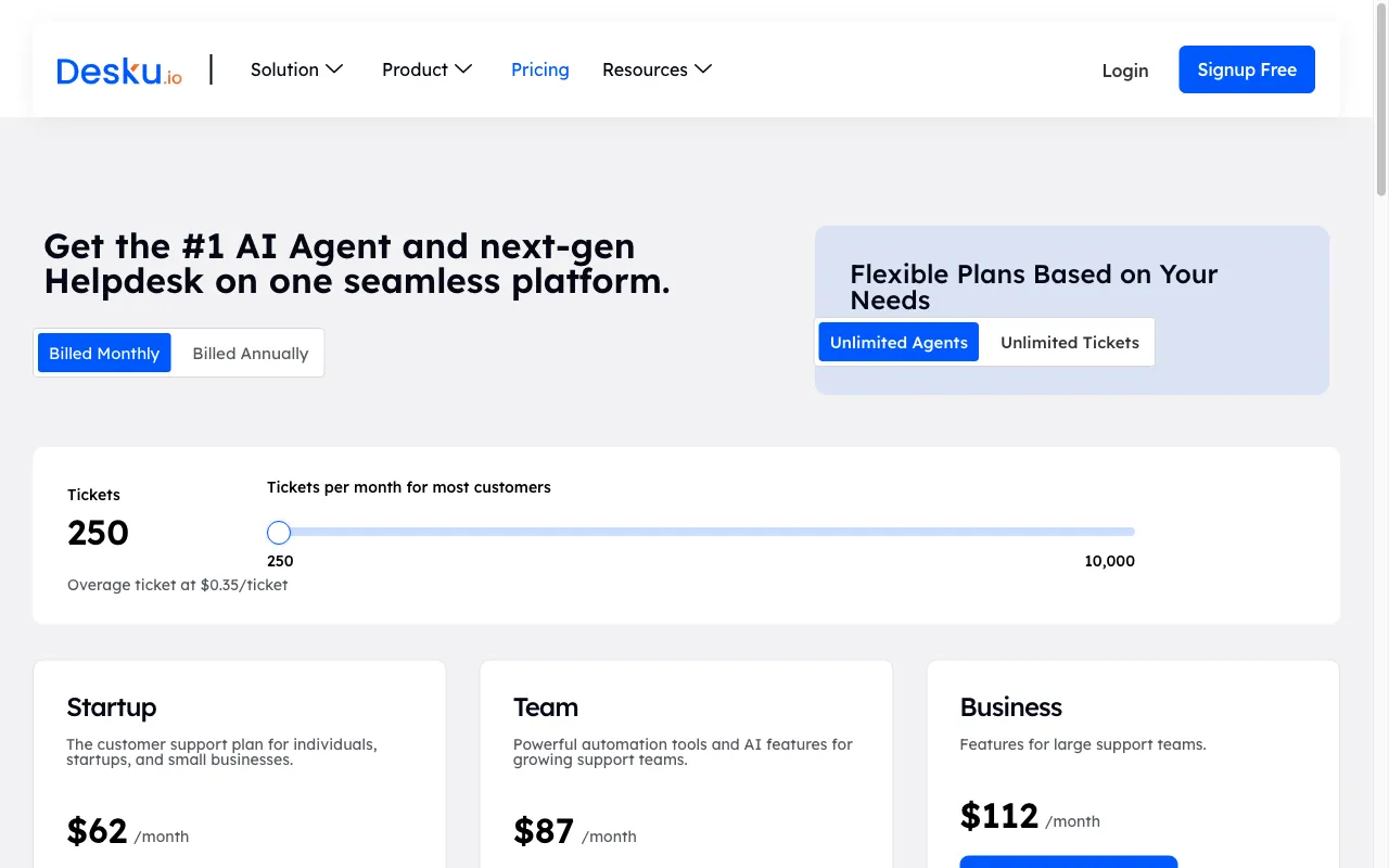 Desku — pricing page