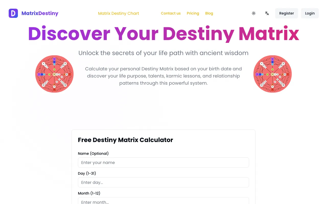 Destiny Matrix Chart Calculator — preview screenshot