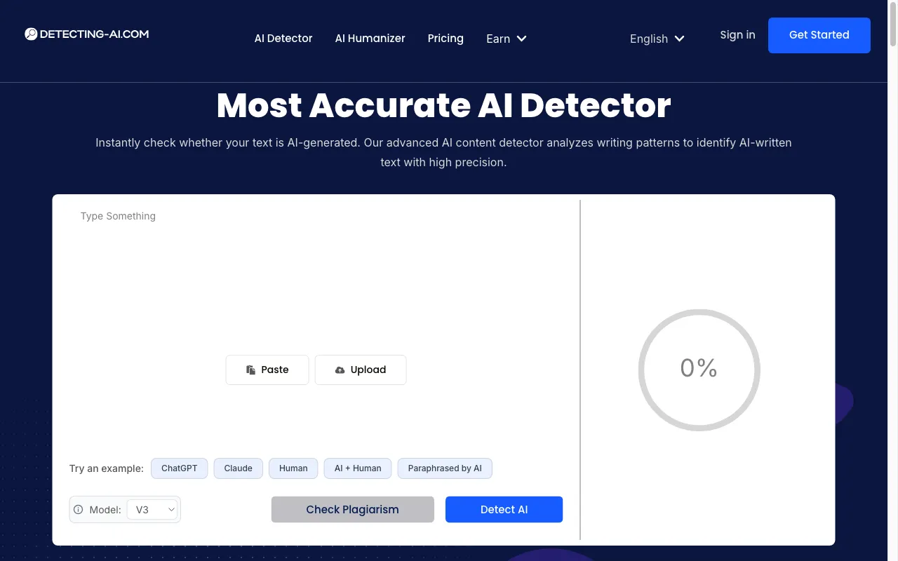 Detecting-AI.com — preview screenshot