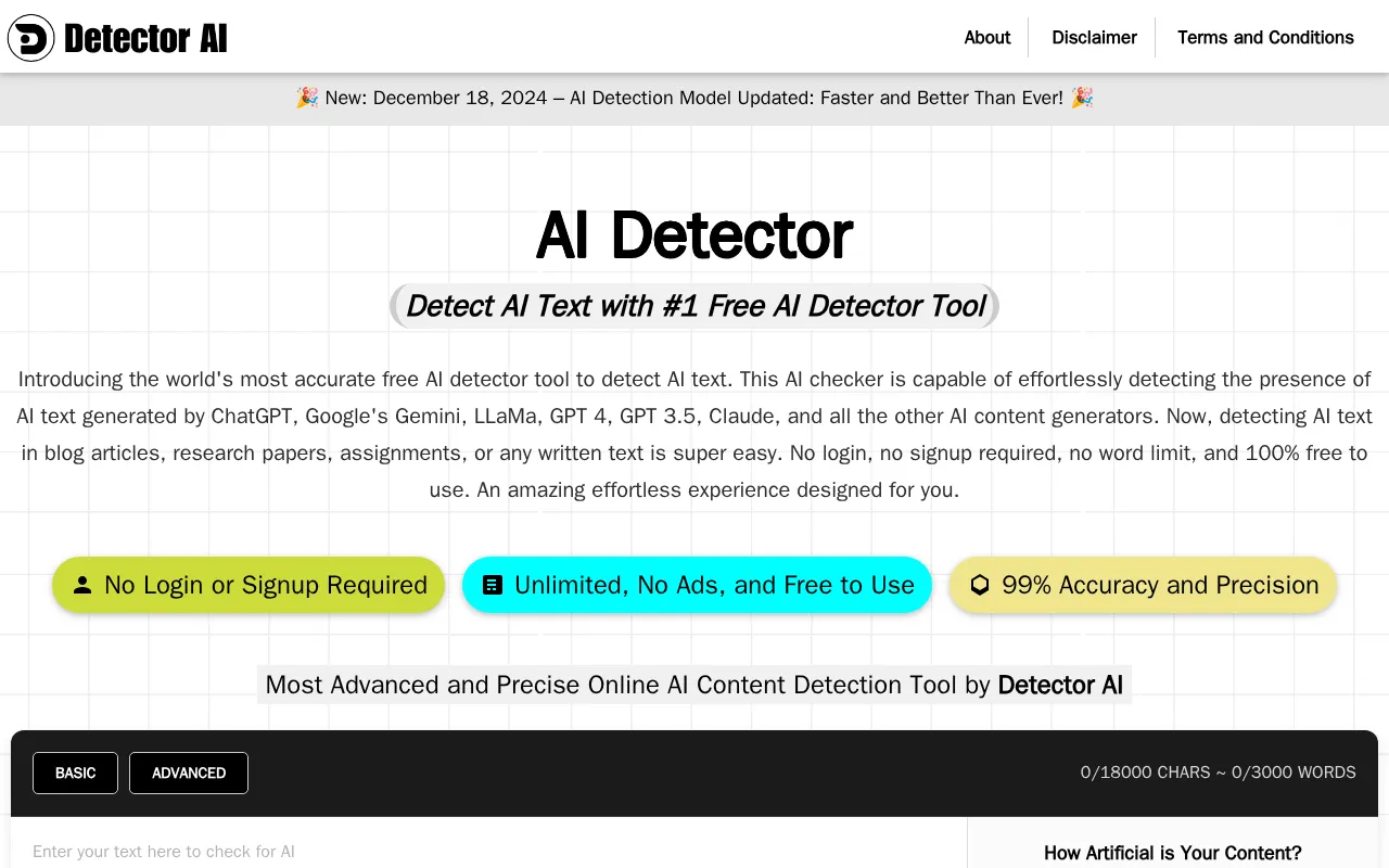 Detector AI — preview screenshot