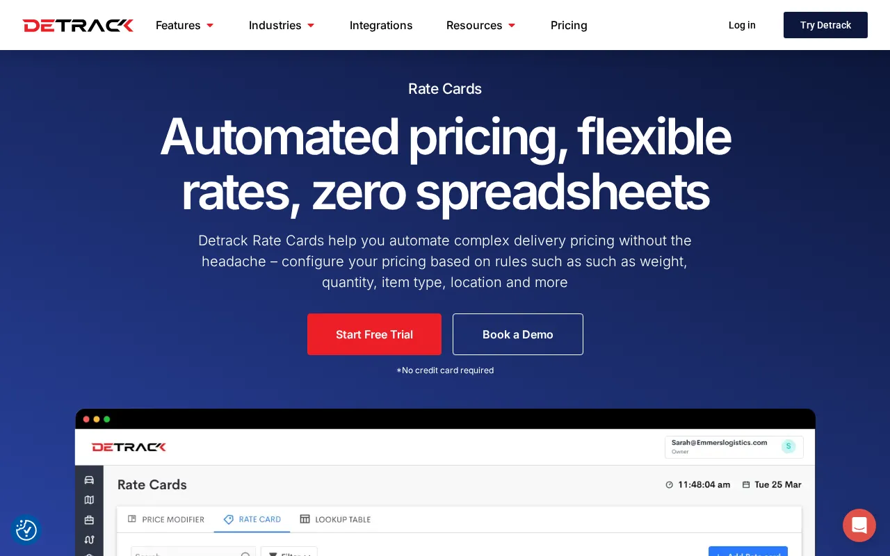 Detrack — pricing page