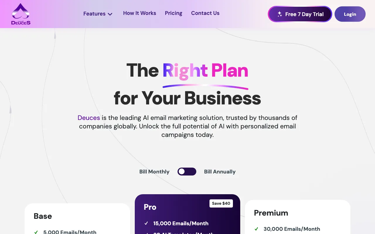 Deuces AI — pricing page