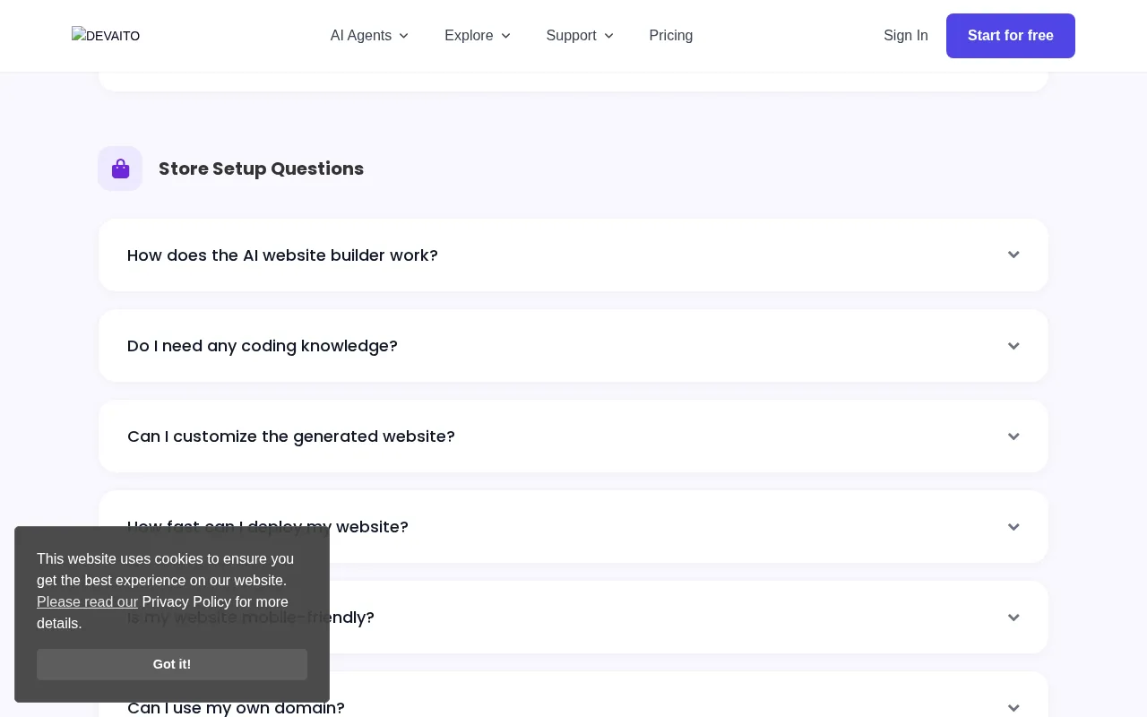 Devaito — pricing page