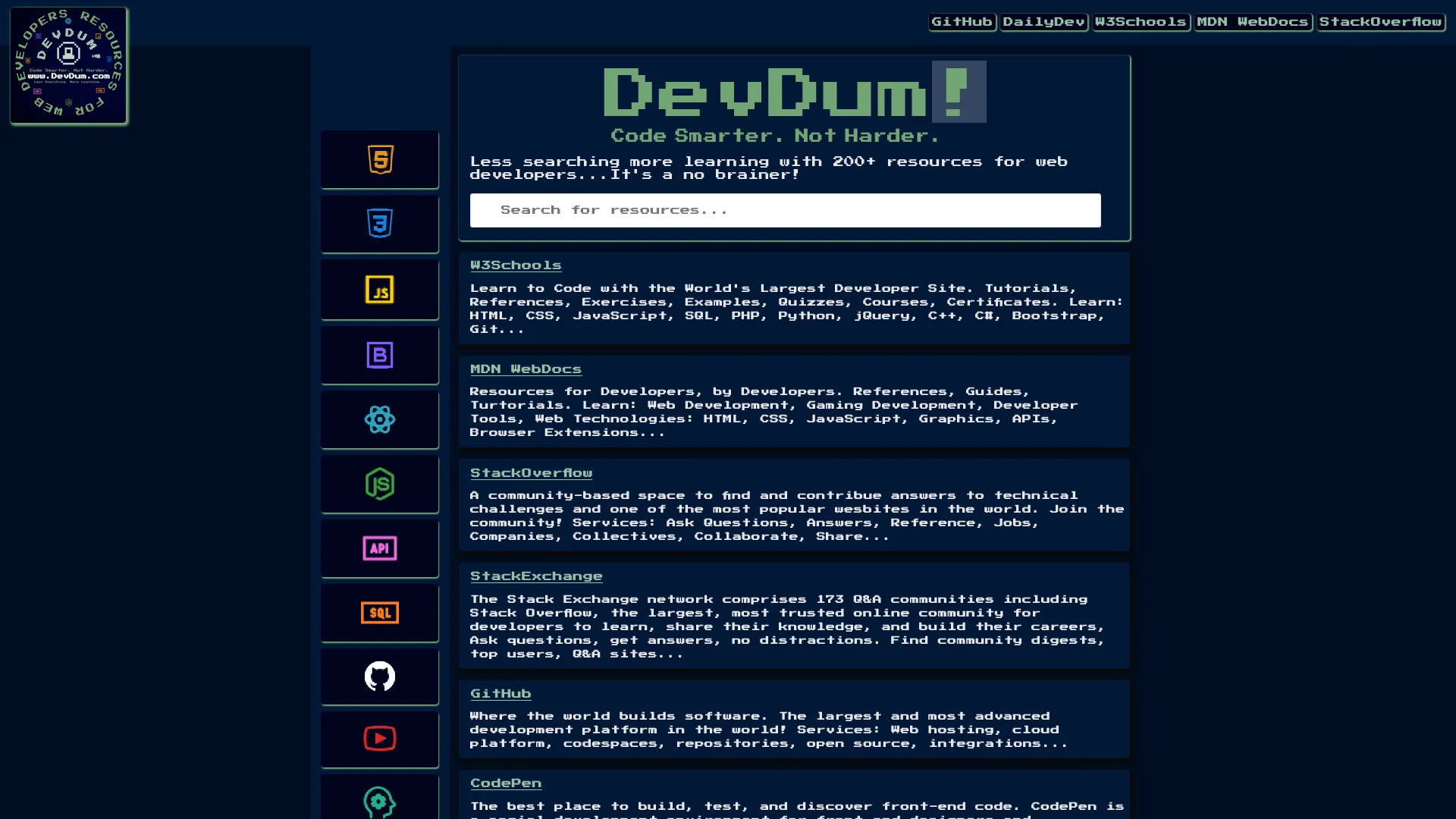 DevDum! — preview screenshot