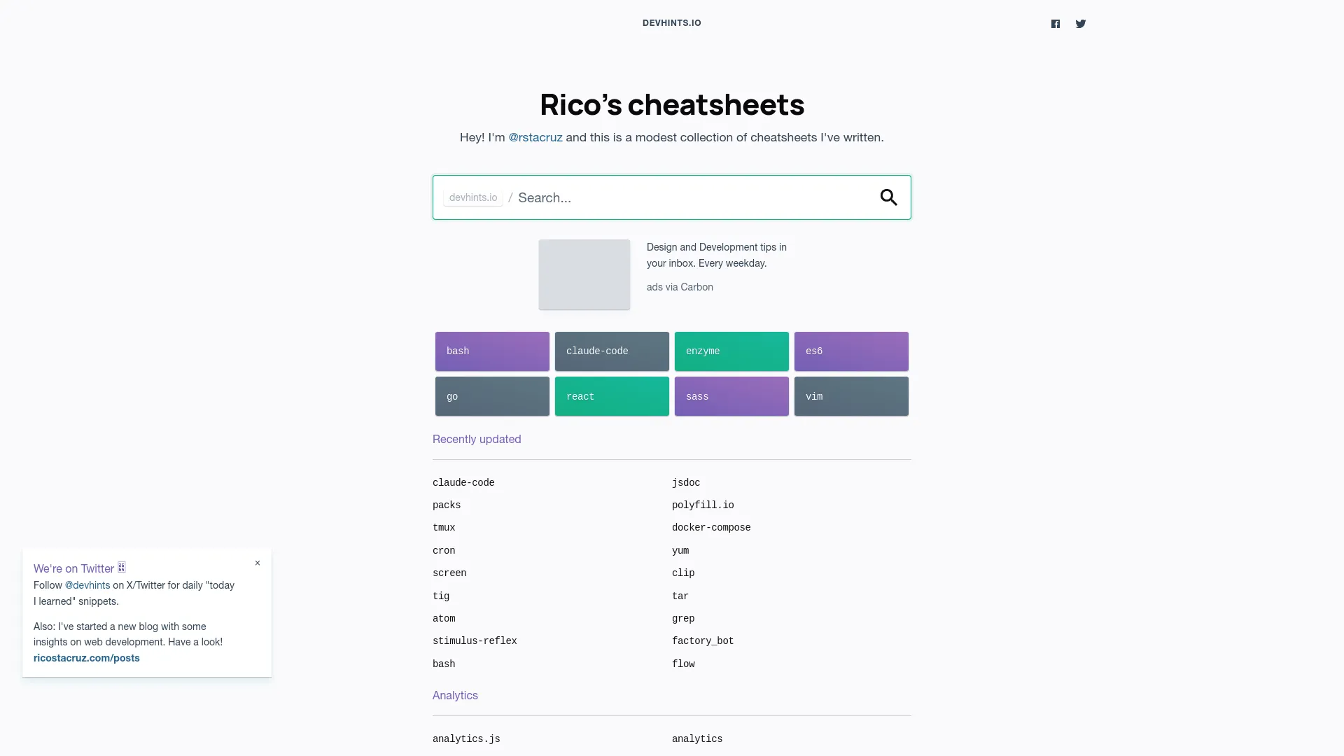 Devhints — preview screenshot