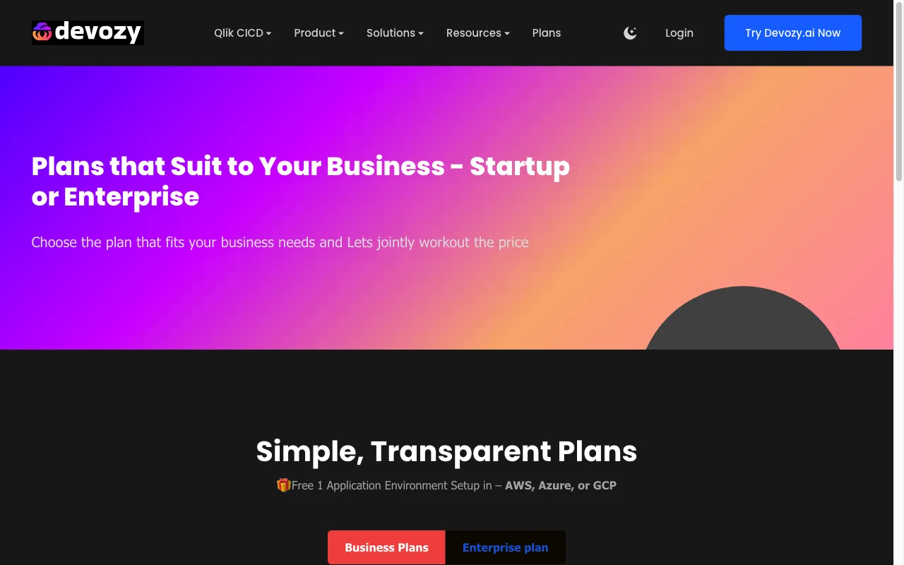 Devozy.ai — pricing page