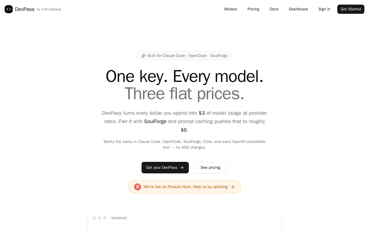 DevPass by LLM Gateway — preview screenshot