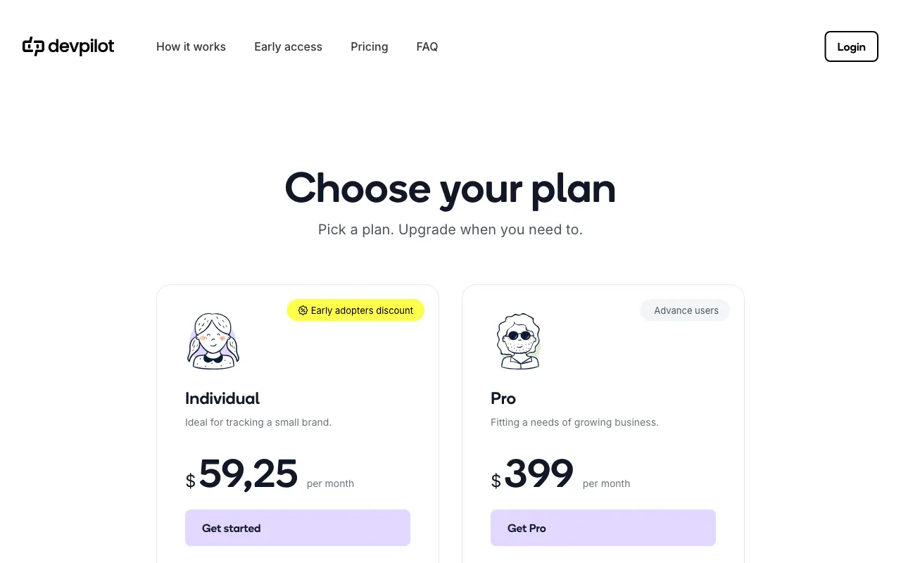 devpilot — pricing page