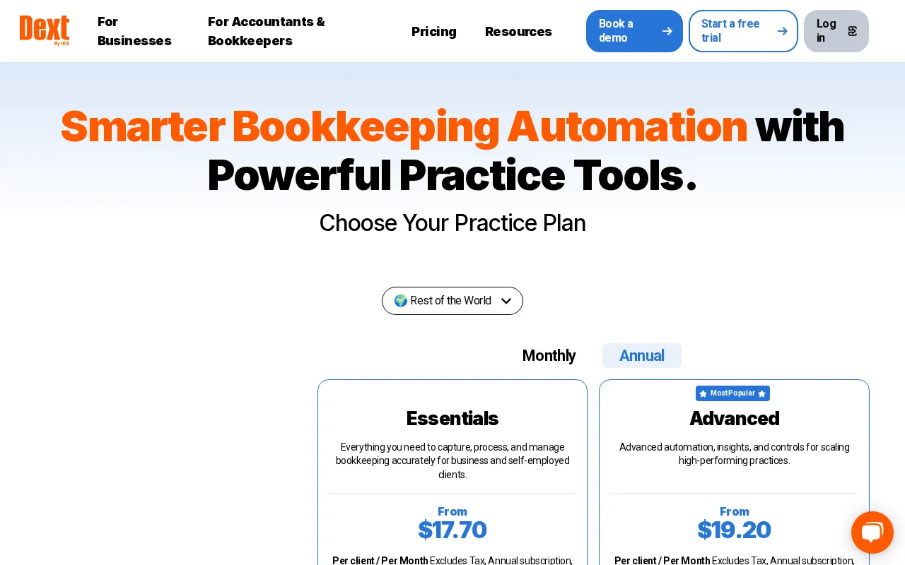 Dext — pricing page
